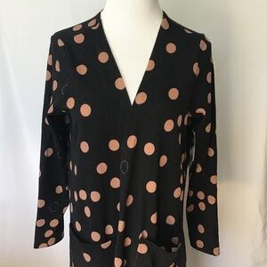 LuLaRoe Sarah Duster Sweater Medium black and tan polka dots